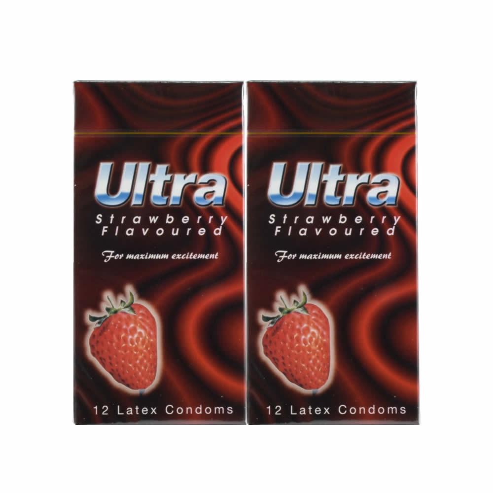 2 Boxes ULTRA Strawberry Flavour Condom (For Pleasurity With Taste) 12pcs
